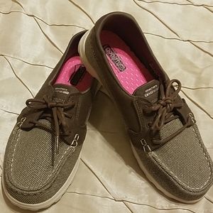 Skechers Metallic Taupe boat shoes